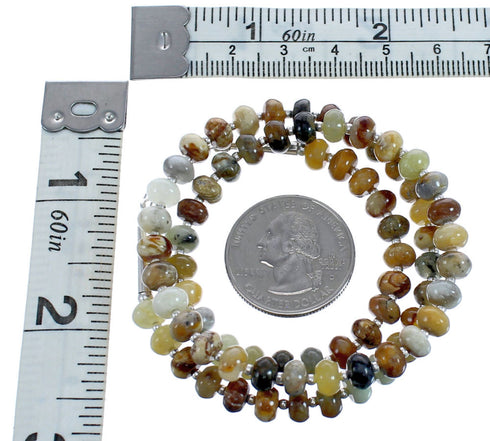New Jade Crystal Genuine Sterling Silver Southwest Bead Necklace BX119917